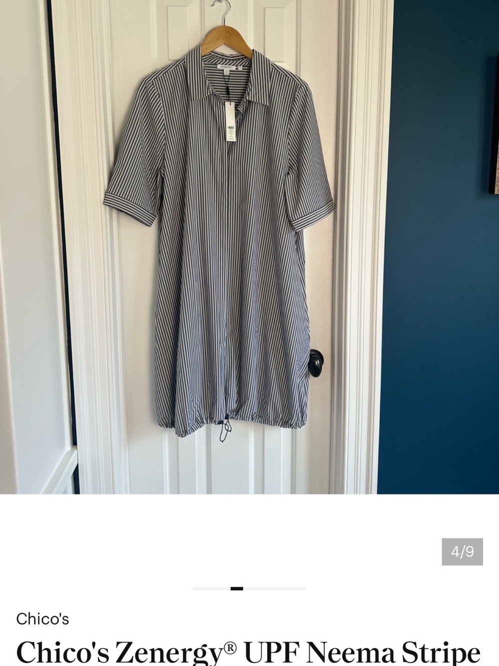 Chico's Black and White Striped Shirt Dress